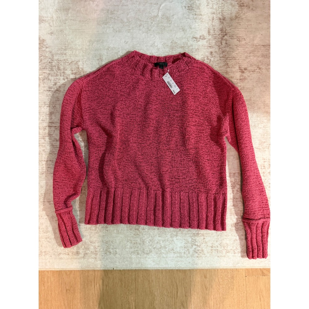 J.Crew Womens Textured Cotton Blend Crewneck Sweater Rose J0959 Size M NEW